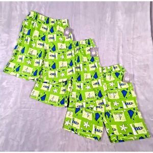 Wuhou Swim Shorts Men 1 XL, 2‎ L Green Beach Flex Drawstring Family LOT of 3 NEW